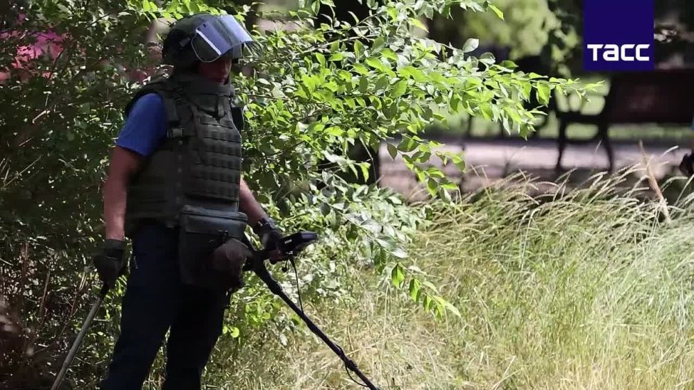 Сотрудники МЧС России разминировали территорию Парка кованных фигур в Ворошиловском районе Донецка