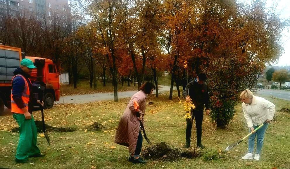 Татьяна Темникова: Сегодня, 20 октября, в рамках акции «Городская среда» совместно с сотрудниками МУП АГД "Зеленстрой Ленинского района", высадили 35 многолетних зеленых насаждений, кустарников и деревьев на Ленинском проспекте