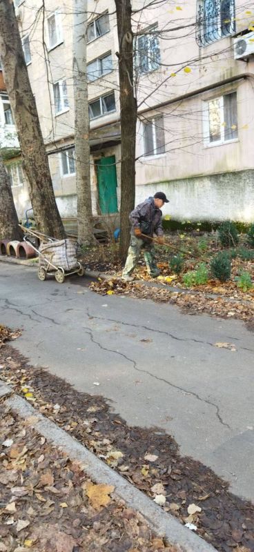 Василий Ткачук: Сегодня силами муниципального унитарного предприятия администрации города Донецка"Управляющая компания Калининского района г. Донецка" проводилась уборка придомовой территории по адресам: