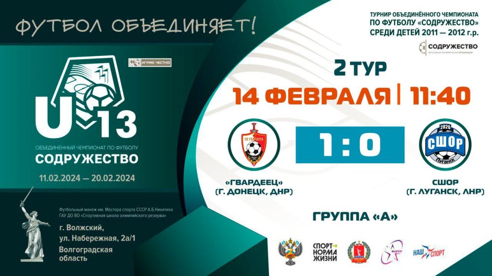 Юрий Мартынов: Сегодня в играх Объединённого чемпионата по футболу "Содружество" у нас сразу 2 победы!