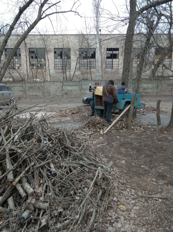 Василий Ткачук: Сегодня силами МУП АГД "Управляющая компания Калининского района г. Донецка" проводились работы по уборке веток на придомовой территории дома № 110 по ул. Краснофлотской