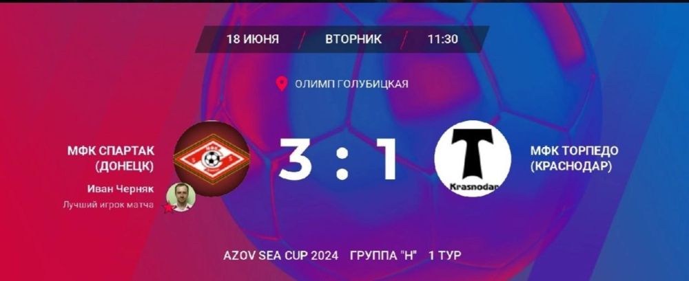 Юрий Мартынов: Подведем итоги игрового дня в Azov Sea Cup - у наших команд сегодня две победы: