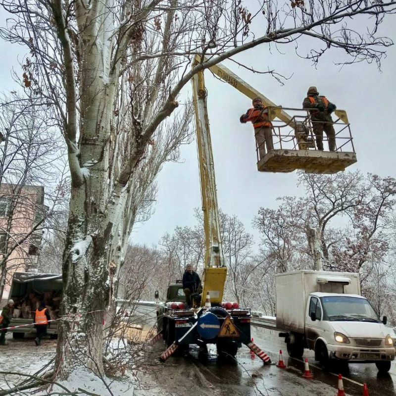 Михаил Меренков: Обрезка ветвей и кронирование деревьев Зеленстроем Буденновского района по улице Октября