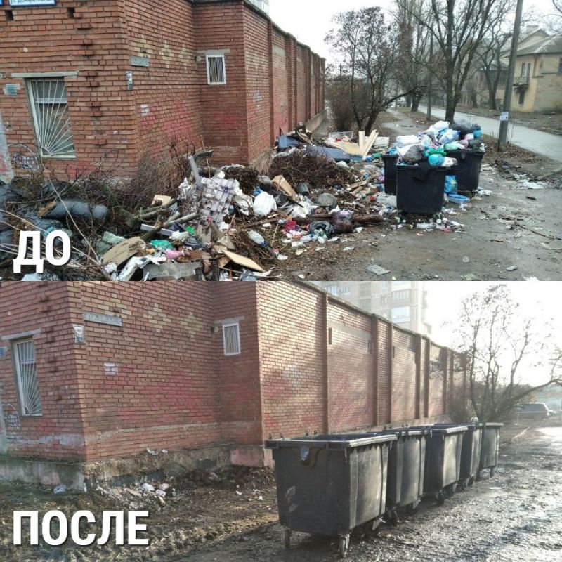 Василий Ткачук: Сегодня силами предприятия-перевозчика ГУП ДНР "ДОНСНАБКОМПЛЕКТ" выполнен вывоз стихийных накоплений твердых бытовых отходов и крупногабаритного мусора в объеме 54 м3 по адресу: