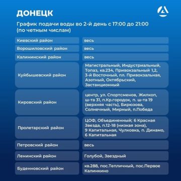 "Вода Донбасса" предоставила новый график подачи воды в Донецке