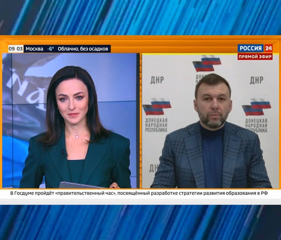 Встреча с Президентом, продвижение ВС РФ, поддержка ополченцев, газификация населенных пунктов: Денис Пушилин – в эфире «России 24»