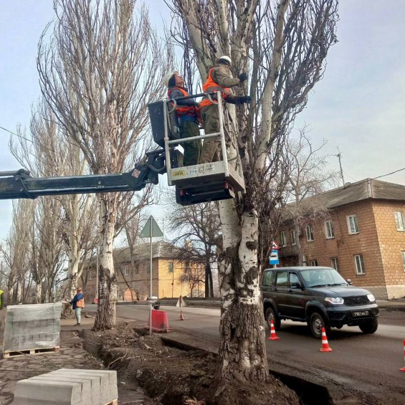 Михаил Меренков: Трудовой день рабочих зелёного строительства Буденновского района 18 марта