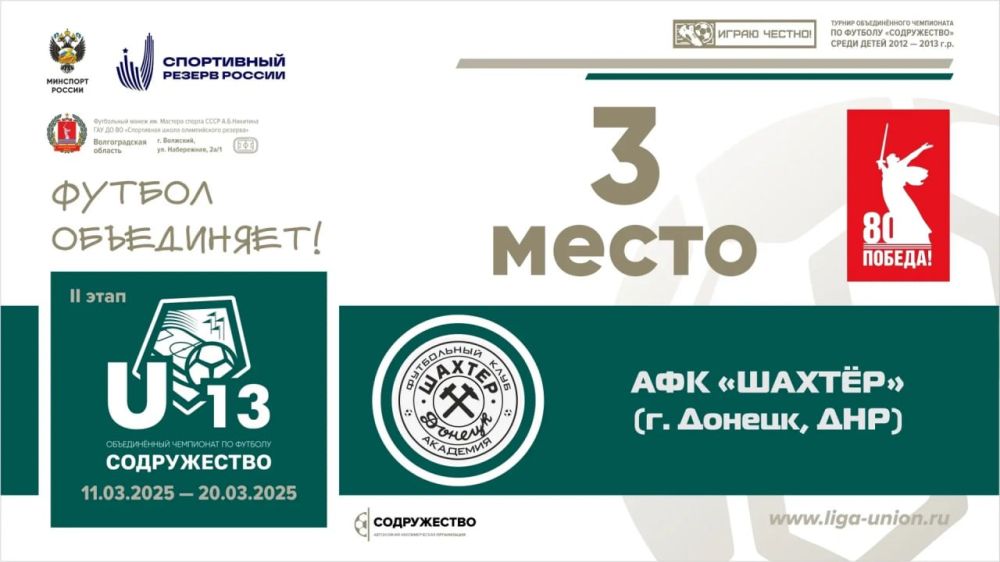 Футболисты «Шахтера» из Донецка заняли 3 место на II этапе турнира Объединенного чемпионата по футболу «Содружество» среди детей 2012-2013 годов рождения (U-13)