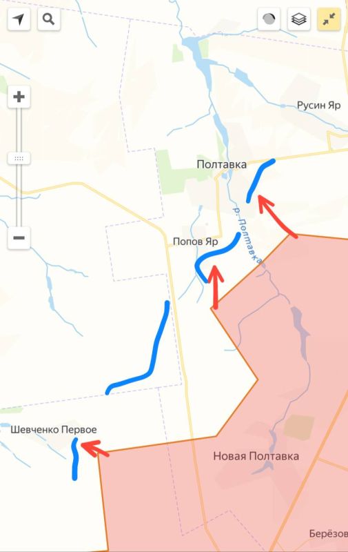 На Донецком направлении ВС РФ продвигаются в районе Полтавки, Попова Яра и Шевченко Первого, сообщает "Фронтовая птичка":
