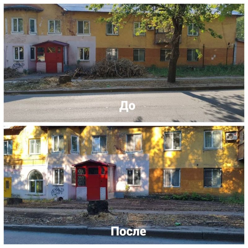 Василий Ткачук: Сотрудниками Калининского Участка № 9 Донецкого филиала Единого Регионального фонда по управлению МКД на территории ДНР был выполнен вывоз веток после обрезки зеленых насаждений по адресу: ул. Владычанского...