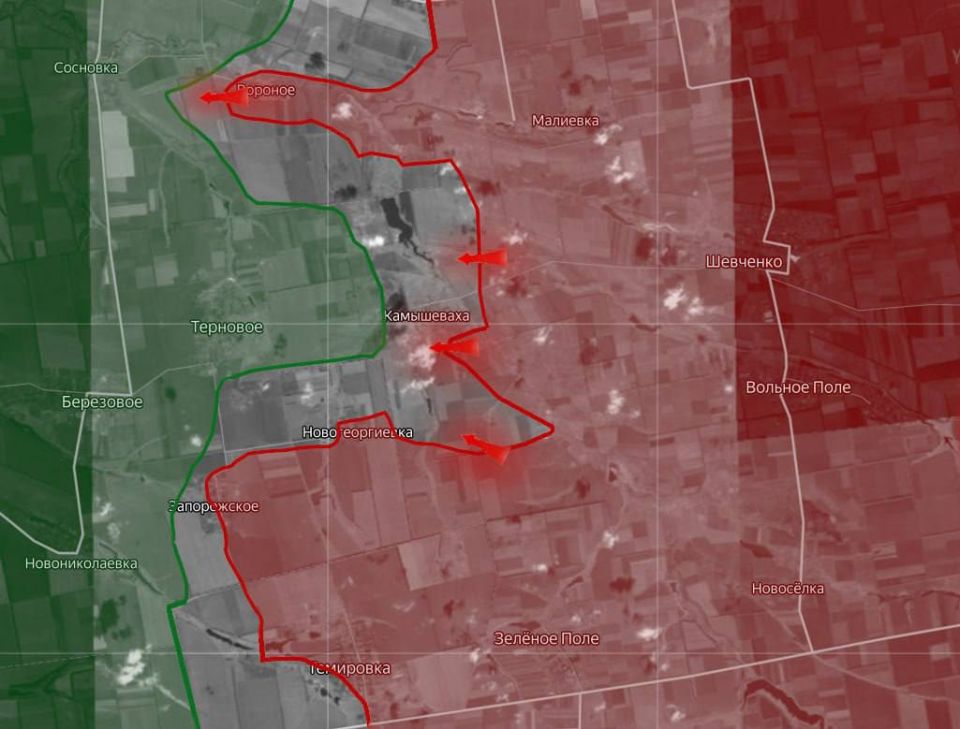 «На Времьевском направлении войска РФ продвинулись южнее Новоселовки, в районе Камышевахи Донецкой области, населенный пункт перешел почти полностью к серую зону»