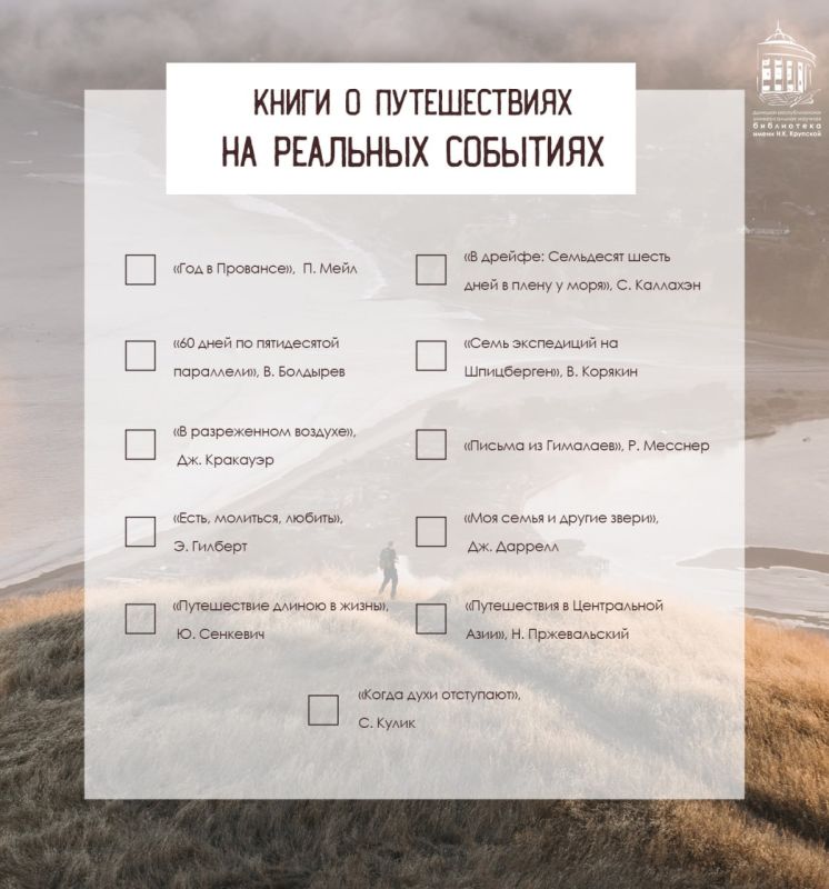 Чек-лист «Книги о реальных путешествиях»