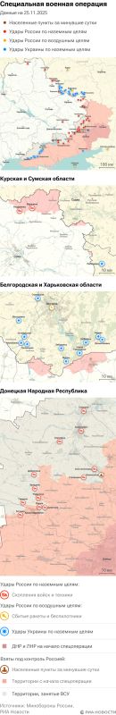 Карта спецоперации Вооруженных сил России на Украине на 25.11.2025