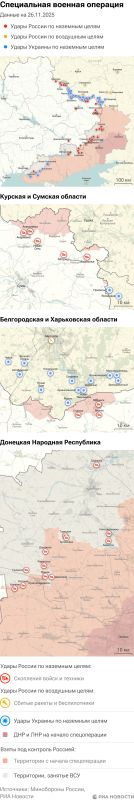 Карта спецоперации Вооруженных сил России на Украине на 26.11.2025