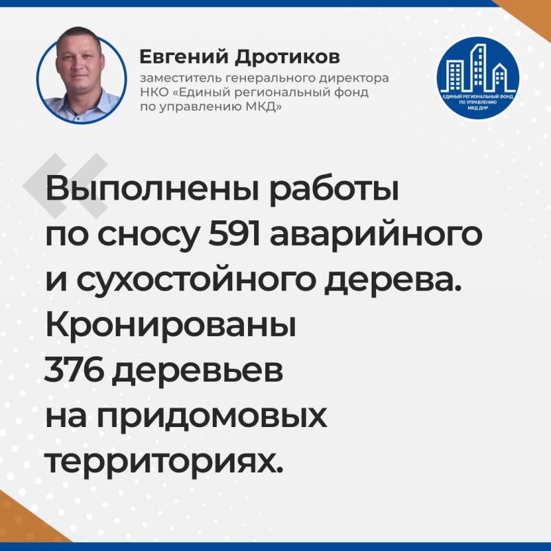 Итоги прямого эфира с заместителем генерального директора УНКО "Единый региональный фонд по управлению многоквартирными домами на территории Донецкой Народной Республикой" Евгением Дротиковым