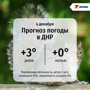 В Донецке четверг будет пасмурным