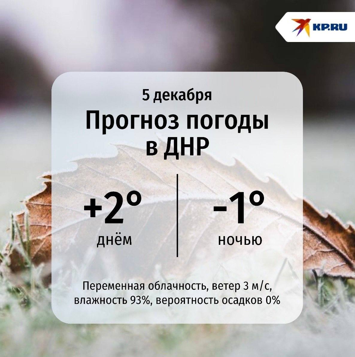 В Донецке сегодня будет пасмурно, температура воздуха от -1 до +2°