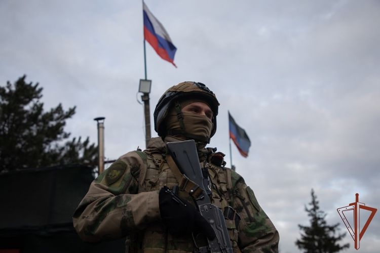 Сотрудники Росгвардии оказывают содействие военнослужащим МО РФ на блокпостах в ДНР (видео)