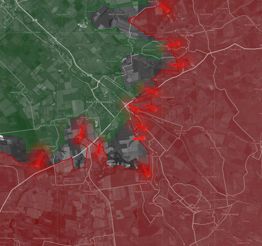 «На Константиновском направлении российские подразделения нарастили давление и продвинулись сразу на двух участках Донецкой области: в районах Предтечино и Ступочек