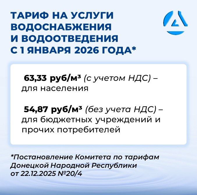 Пониженный коэффициент сохраняется: с 1 января в ДНР изменились тарифы на водоснабжение и водоотведение