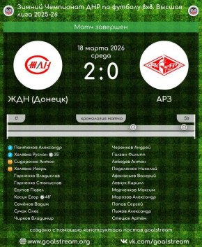 В среду состоялся заключительный матч чемпионата, в котором наша команда, ЛФК "ЖДН", одержала победу над лидером турнирной таблицы, ФК "АРЗ", со счётом 2:0