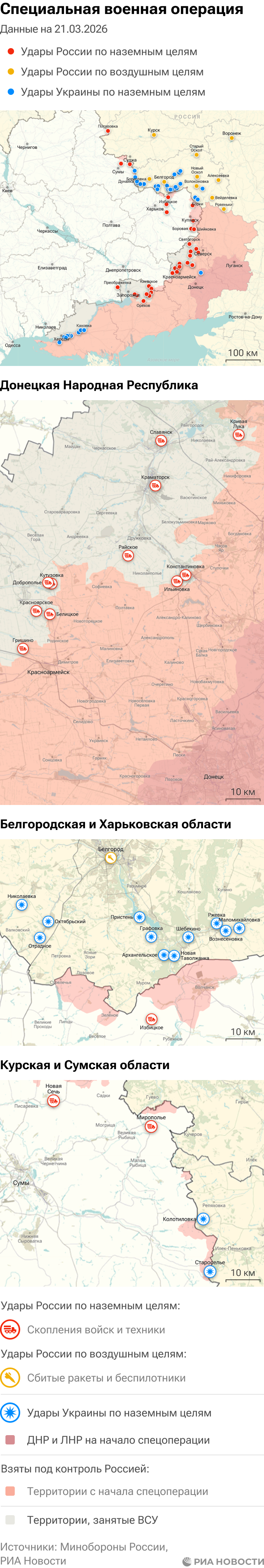 Карта спецоперации Вооруженных сил России на Украине на 21.03.2026