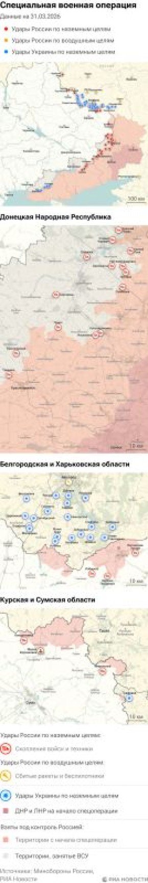 Карта спецоперации Вооруженных сил России на Украине на 31.03.2026