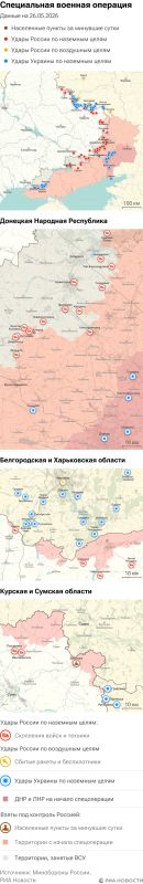 Карта спецоперации Вооруженных сил России на Украине на 26.05.2026