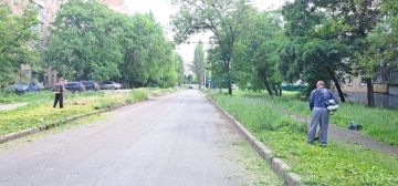 Елена Рязанцева: Управой Пролетарского внутригородского района сегодня ведутся работы по покосу травы вдоль дороги по ул. Раздольная