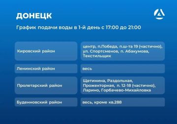 График подачи воды в Донецке остается прежним