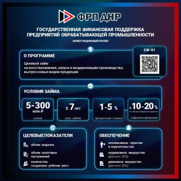 Фонд развития промышленности Донецкой Народной Республики информирует о действующих мерах государственной финансовой поддержки субъектов деятельности в сфере промышленности