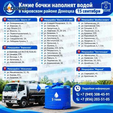 Стало известно, какие емкости панируют наполнить водой завтра в Кировском районе Донецка