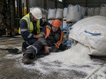 Тонна соли рухнула на дорожного рабочего в Донецке