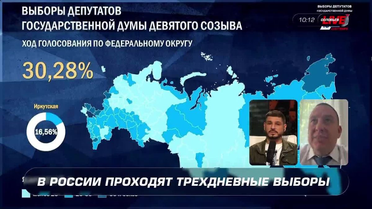 Андрей Крамар: Сегодня утром в прямом эфире «Соловьев Live» говорили о том, как Донбасс проходит свои первые выборы депутатов Государственной Думы