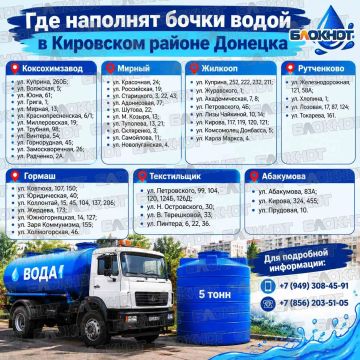 Где в Кировском районе Донецка наполнят емкости с водой 22 сентября