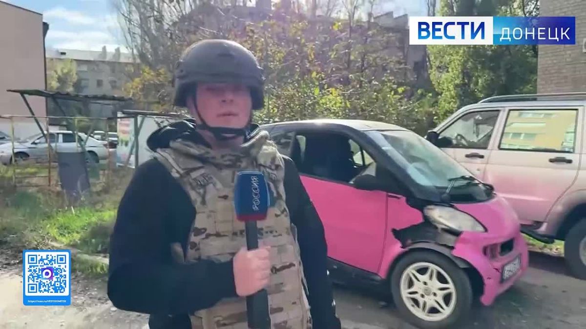 Ещё кадры последствий атаки БПЛА ВСУ в Горловке
